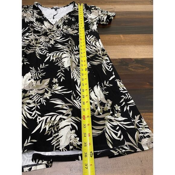 41 Hawthorn Black & Cream Leaf Print Dress 2X Plus Size Surplice Bodice Career - Picture 6 of 6
